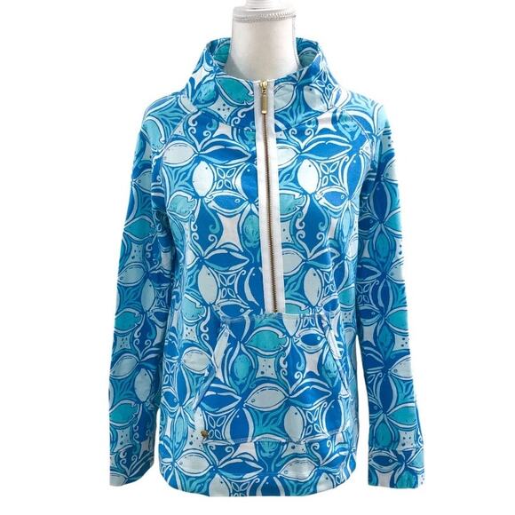 Lilly Pulitzer Skipper Popover What A Raquet Ariel Blue Pullover - Picture 1 of 11
